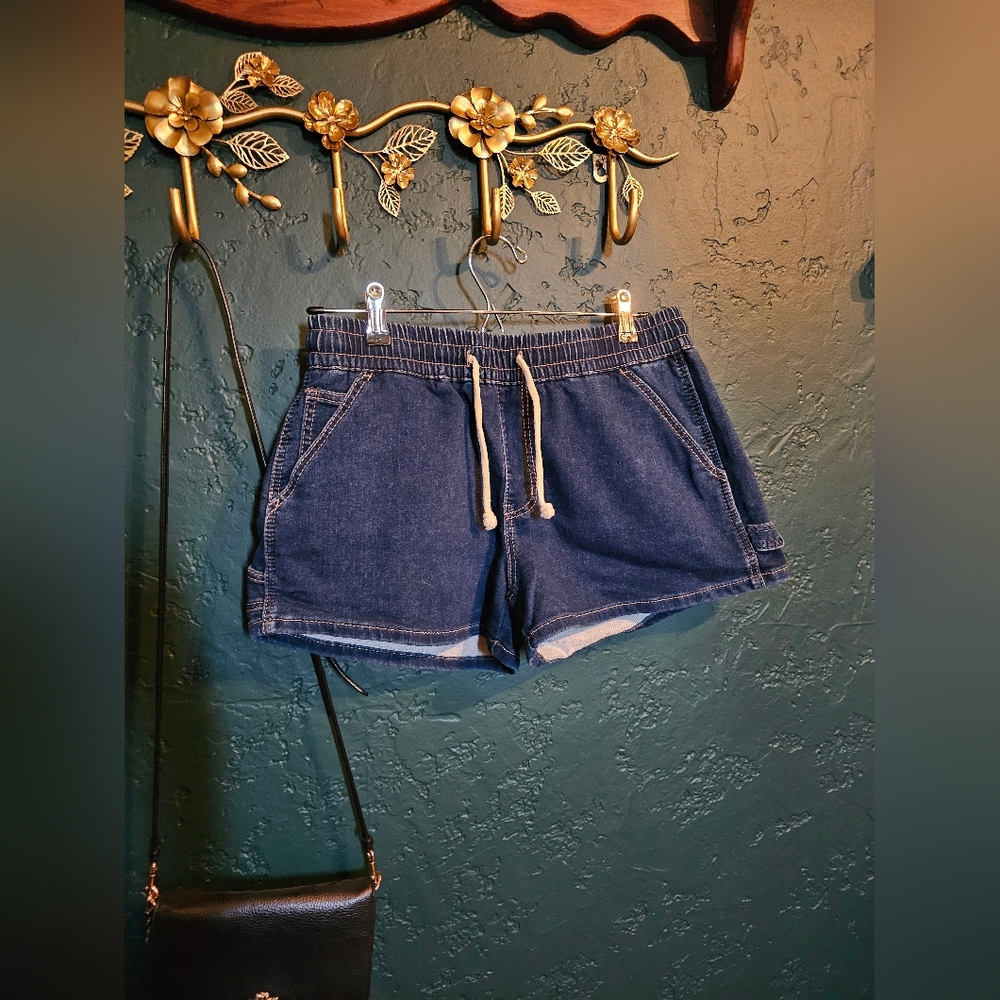 Casual Drawstring Women’s Denim Shorts - Blue